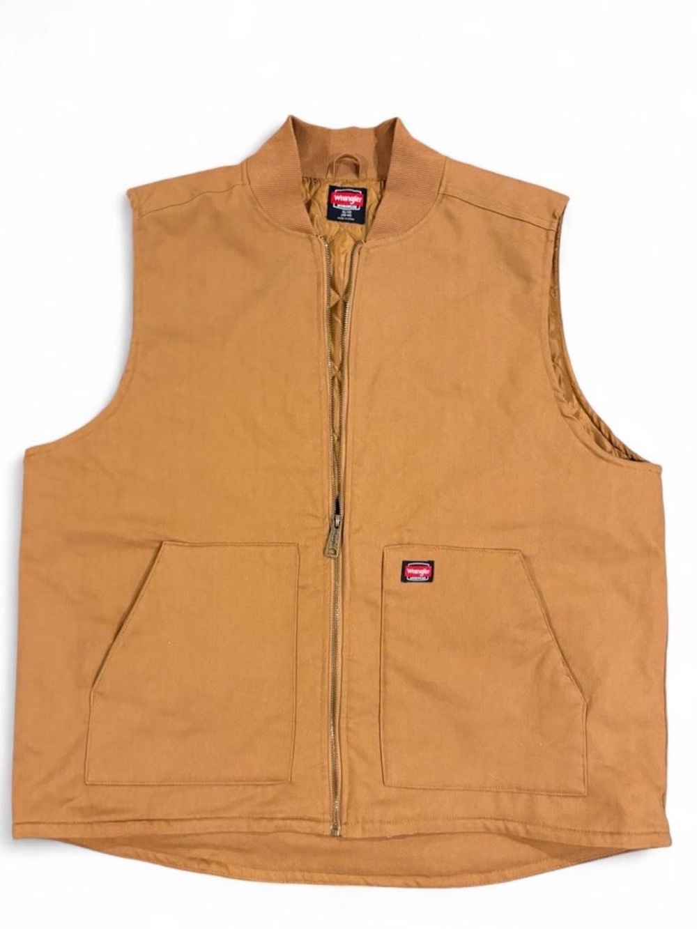 Wrangler Workwear Quilted Lined Duck Canvas Vest Brown Men's XL Style 55098